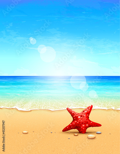 Seascape vector illustration. Paradise beach.
