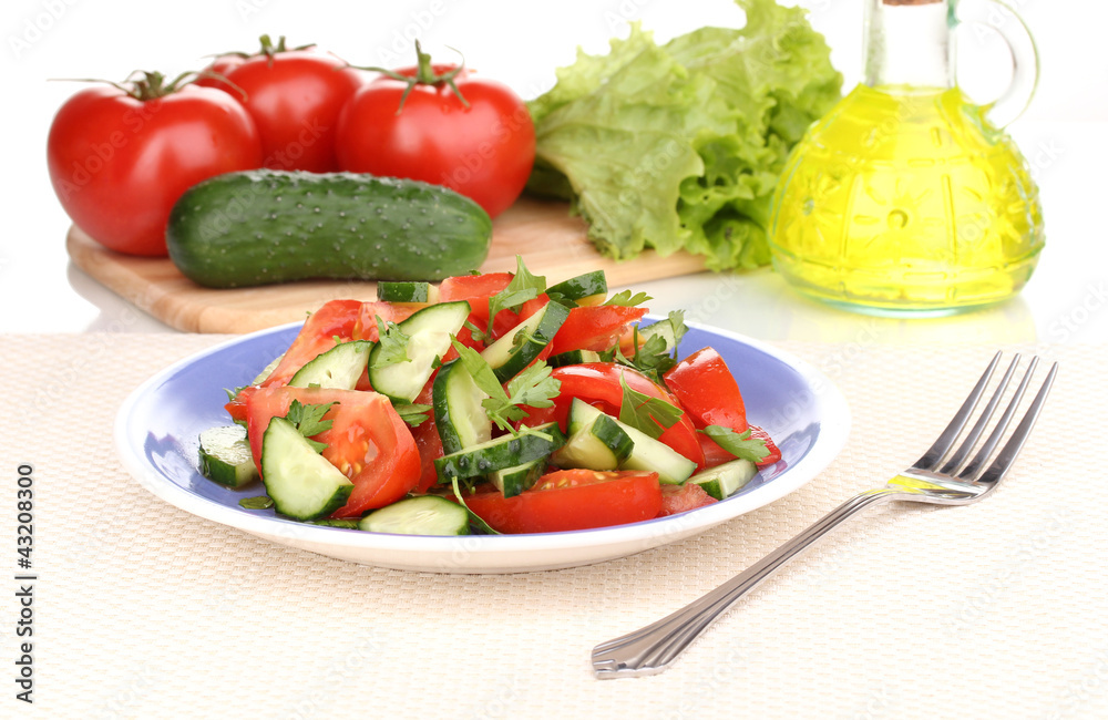 Fresh salad with tomatoes and cucumbers Fresh salad with tomatoes and cucumbers
