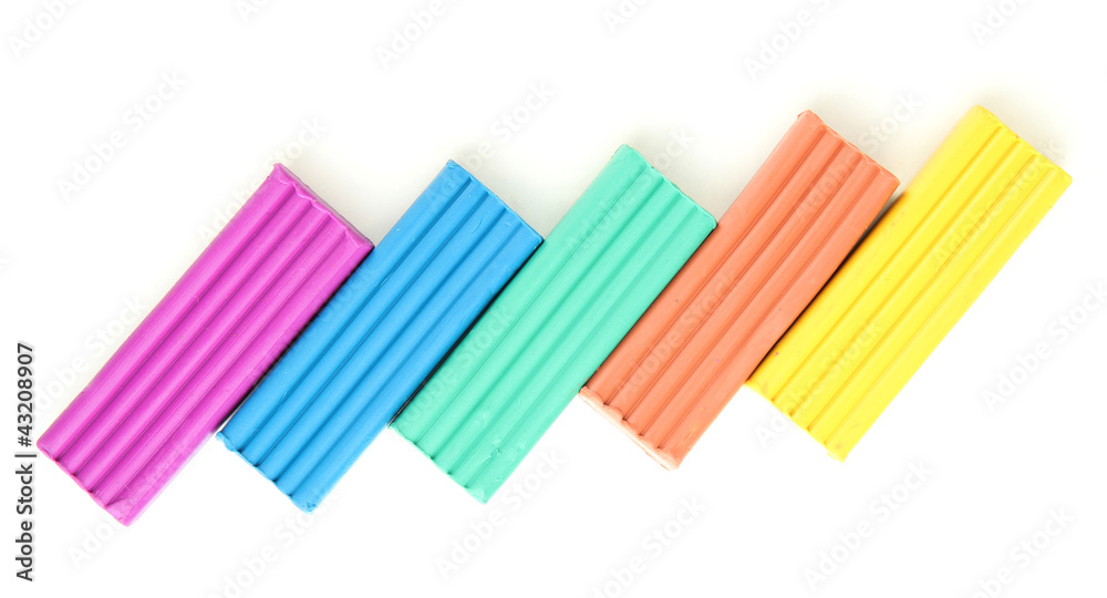 Children bright plasticine isolated on white Children bright plasticine isolated on white