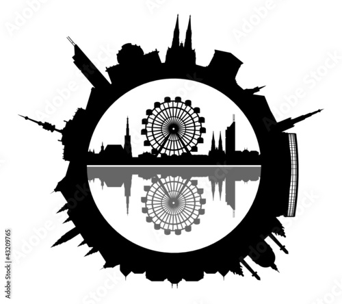 Wien Skyline rund mit Prater