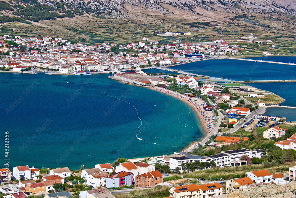 Island of Pag bay aerial view