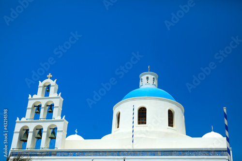 beautiful church in santorini island photo