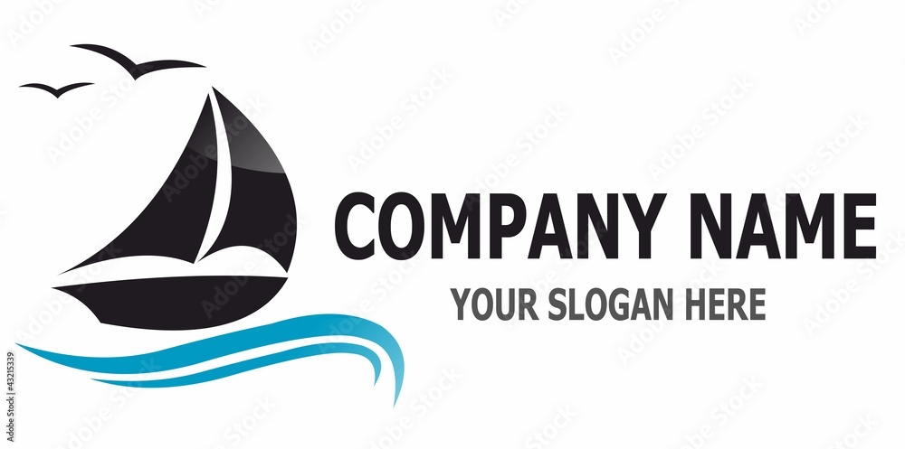 Obraz premium boat waves - logo