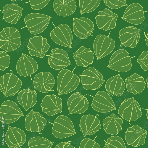 seamless pattern with winter cherry on green background  Print