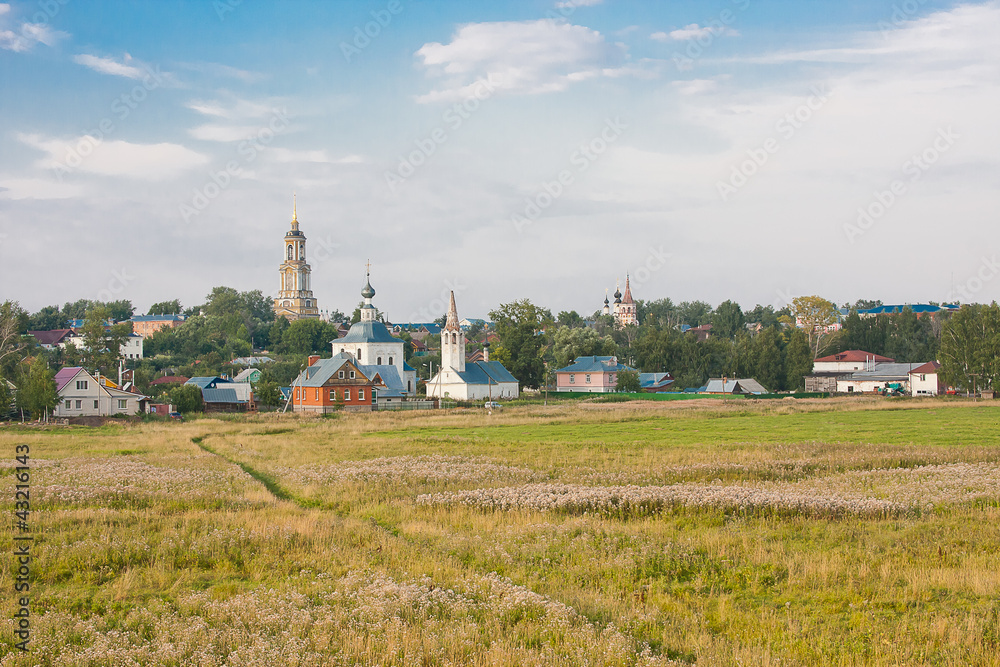 Fototapeta premium beautiful summer landscape at a pond, Vladimirskiy area, Russia