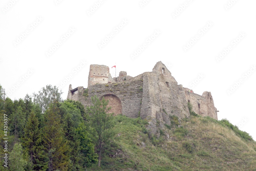 ruins of medieval fortified castle in Czorsztyn
