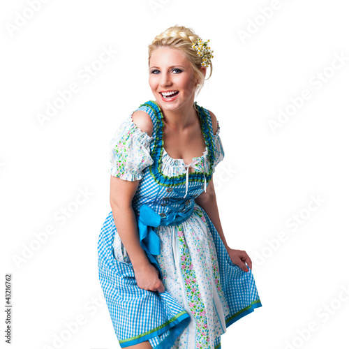 Obraz na płótnie junge blonde Frau im Dirndl