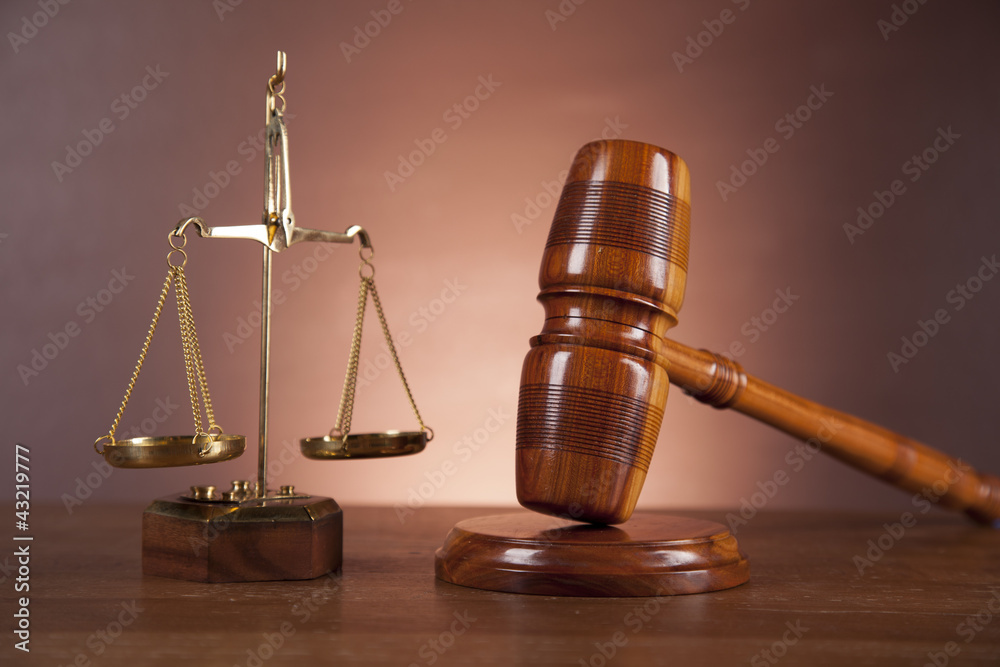 Wooden gavel and justice stuff 