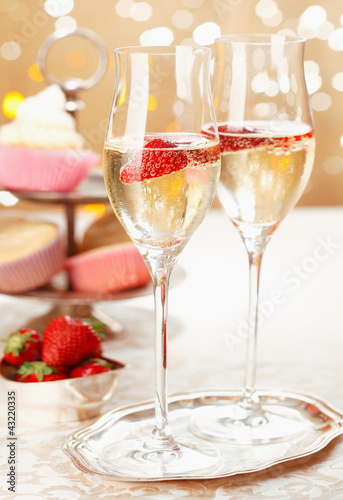 Romantic champagne and strawberries