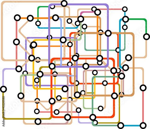 Colorful abstract subway map. Vector