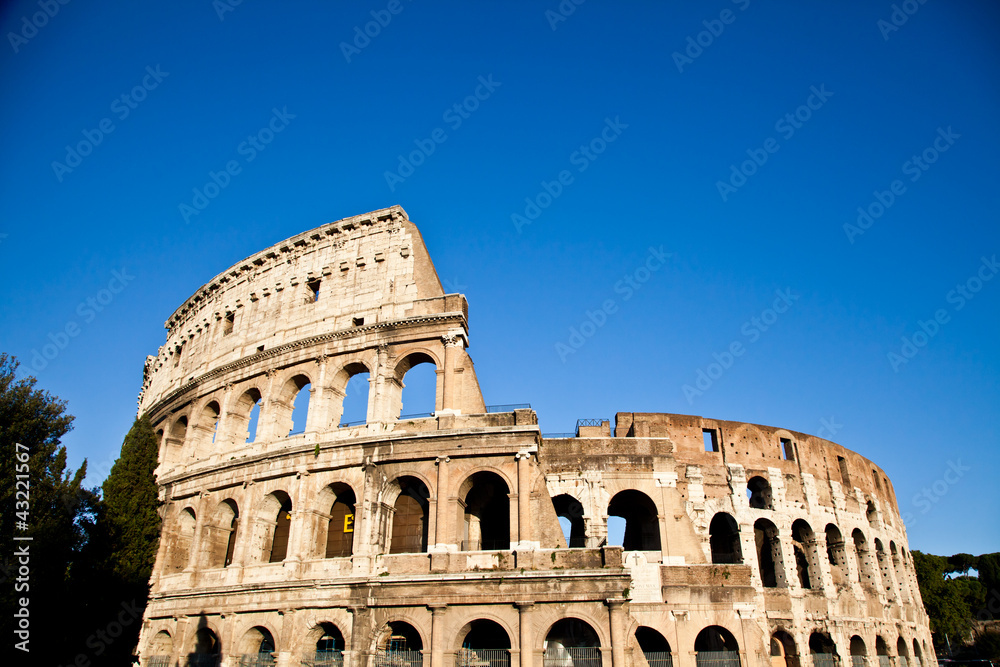 Colosseum with blue sky