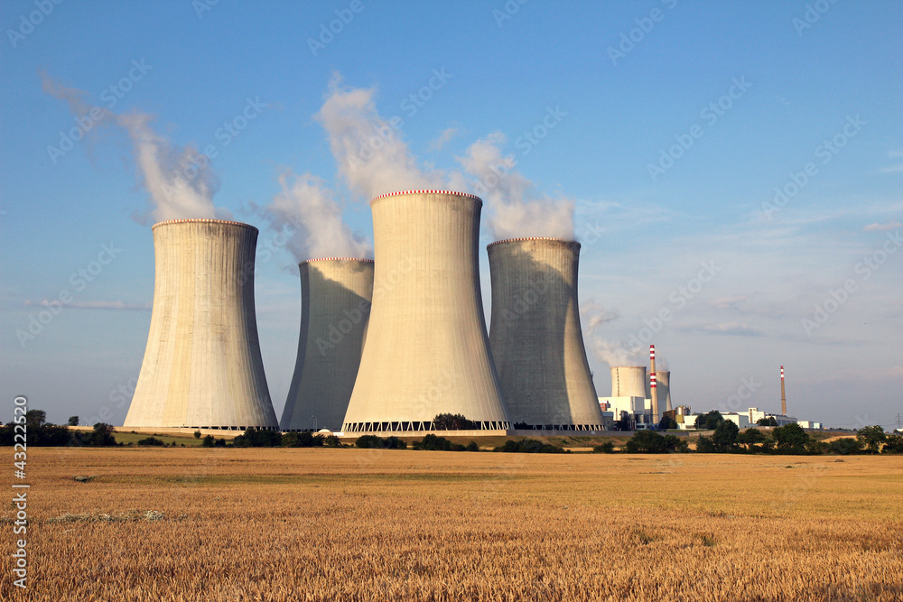 cooling tower of nuclear power plant and agriculture field cooling tower of nuclear power plant and agriculture field