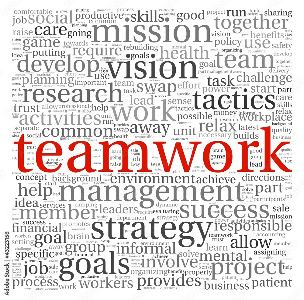 Teamwork concept in word tag cloud