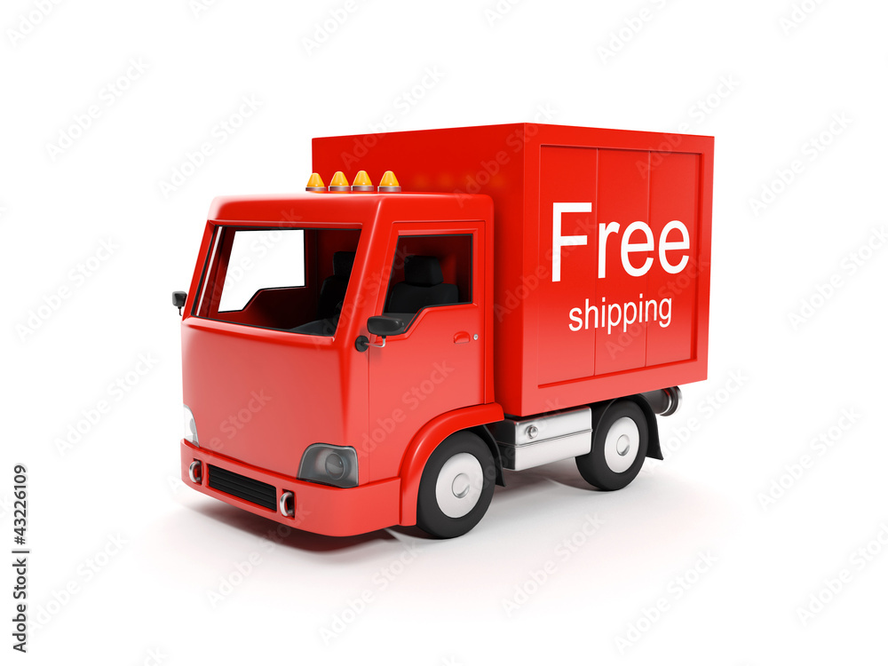3d illustration: Free delivery of goods to any place 3d illustration: Free delivery of goods to any place