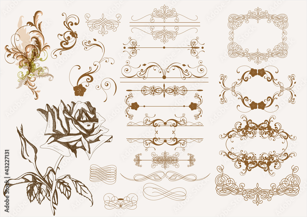 Calligraphic vintage design elements