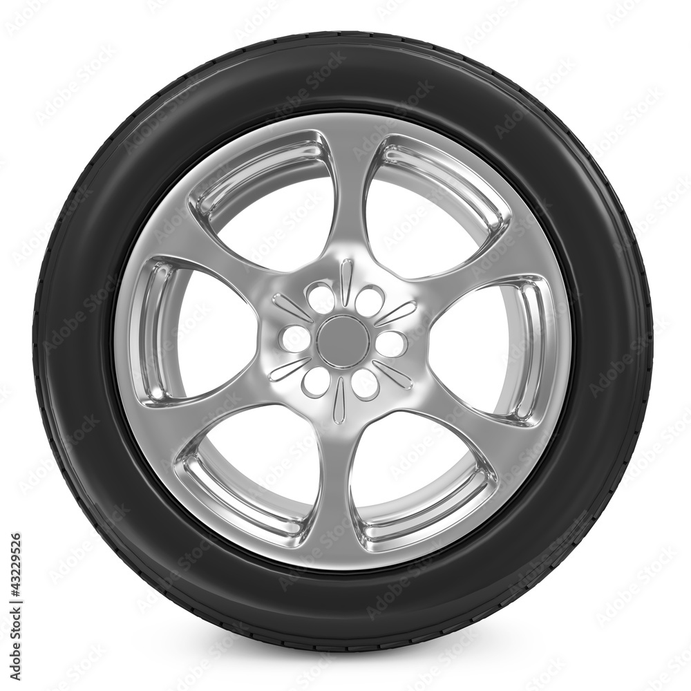 Fototapeta premium Car Wheel isolated on white background