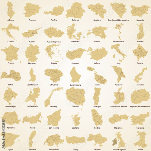 Maps of European Countries, pack of all countries europe