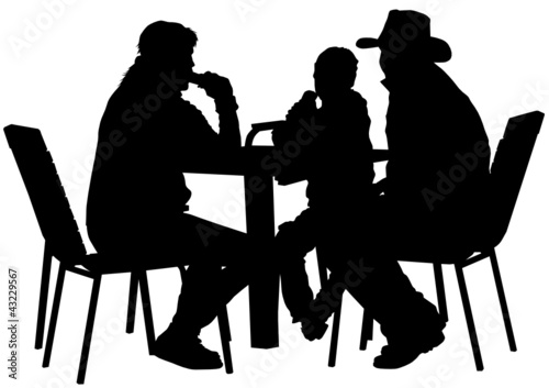 Family in cafe