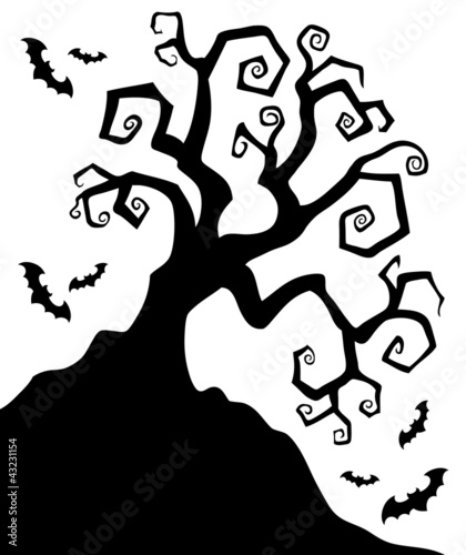 Spooky silhouette of Halloween tree