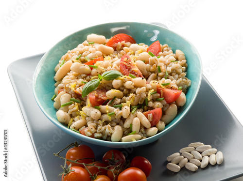 spelt risotto with beans and tomatoes