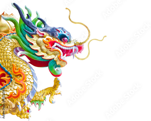 Chinese dragon statue isolated on the white