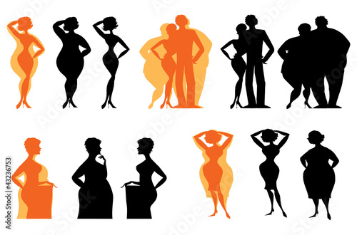 Silhouettes of dieting people