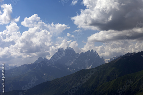 Summer mountains in clouds