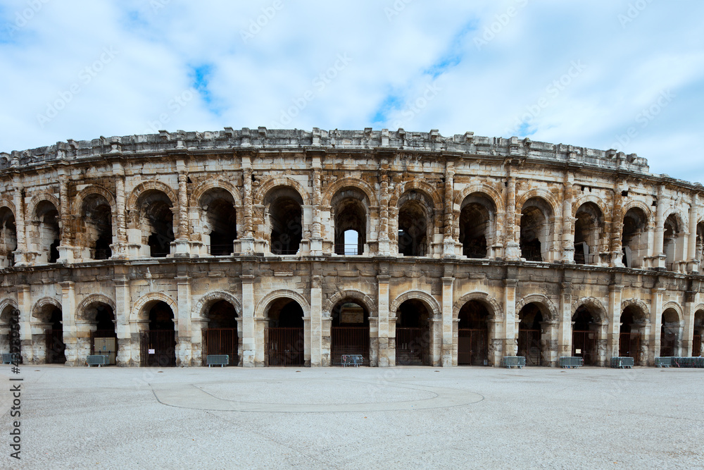 Nimes Arenas, historic Roman amphitheater, Provence, France.