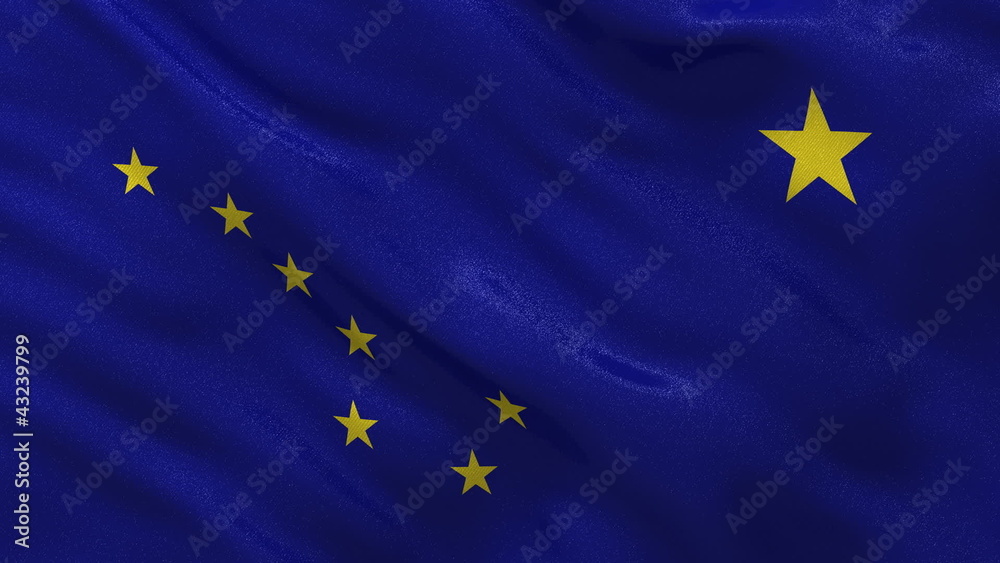 Seamless loop of the flag of Alaska in the wind