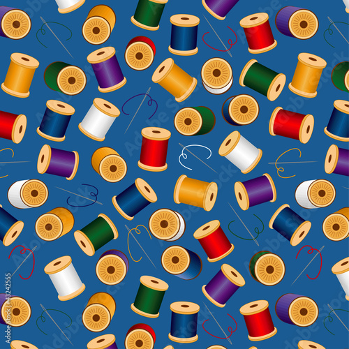 Seamless Background, Needles, Threads, EPS has pattern swatch