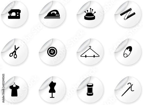 Stickers with sewing symbols