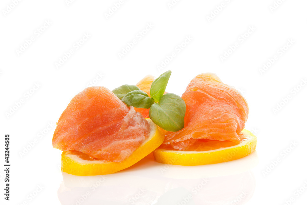 Salmon, lemon and herbs. Salmon, lemon and herbs.