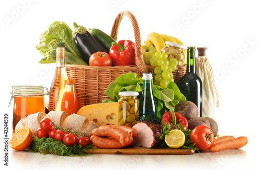 Composition with variety of grocery products