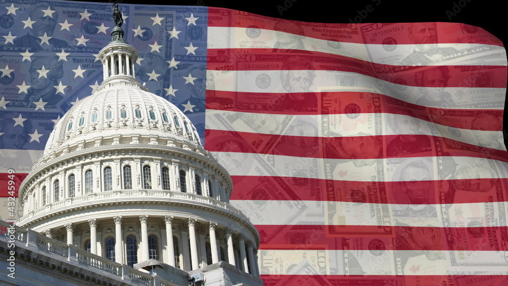 custom made wallpaper toronto digitalUS capitol building with American Flag currency animation