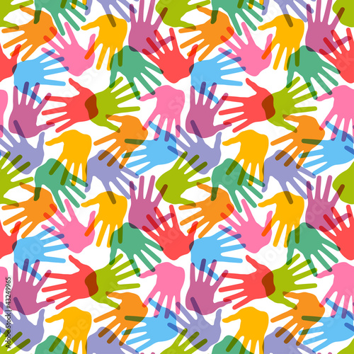 Seamless handprint pattern, vector illustration for design
