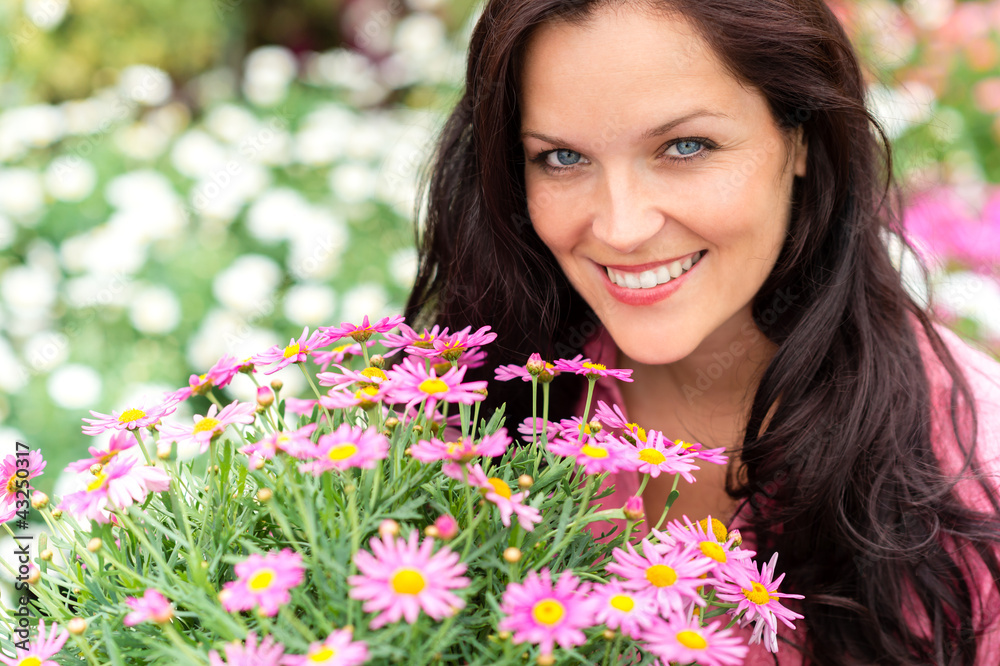 Portrait of beautiful woman with purple flowers Portrait of beautiful woman with purple flowers
