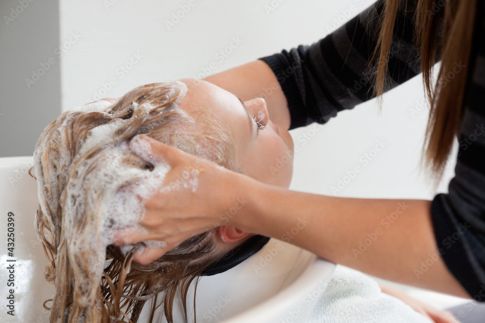 Wunschmotiv: Beautician Washing Hair Of Female Customer #43250399