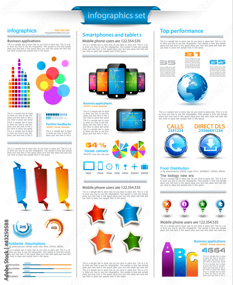 Infographics page with a lot of design elements