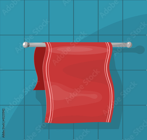 Vector illustration of towels on the holder. eps10