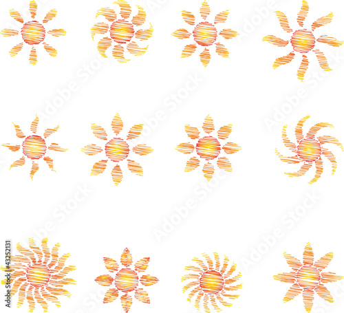 Sonne, gezeichnet, Sun, Logo, Vektor