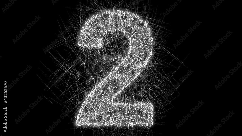 Countdown of numbers made of exploding sparks.
