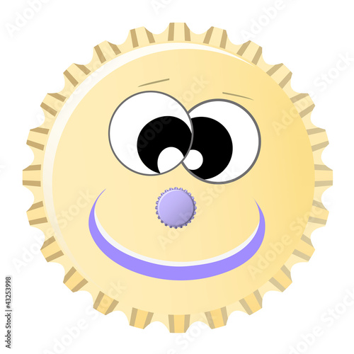 Kronkorken Smiley Verrückt crazy beige