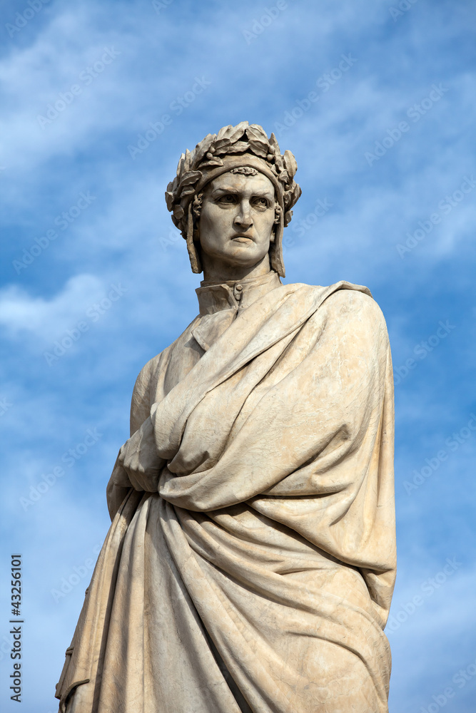 Dante Alighieri. Piazza Santa Croce in Florence, Italy