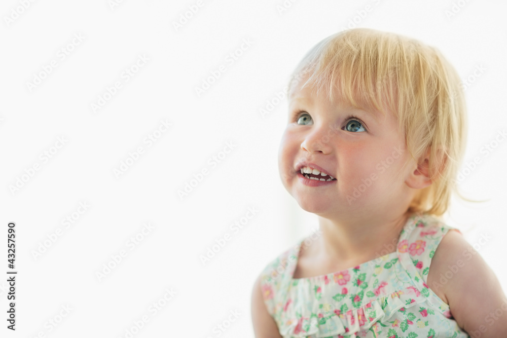 Portrait of lovely baby looking on copy space Portrait of lovely baby looking on copy space