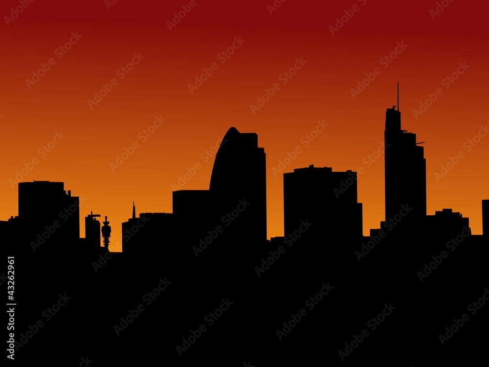 London skyline at sunset illustration