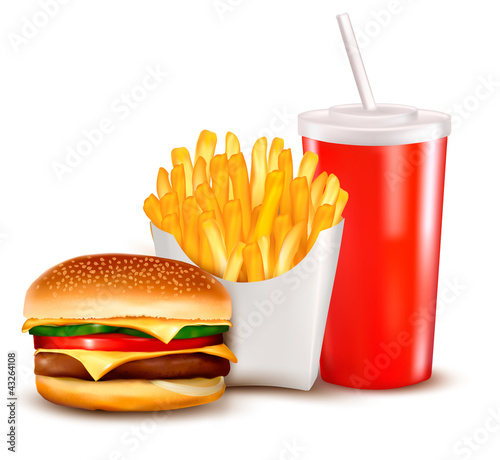 Group of fast food products  illustration