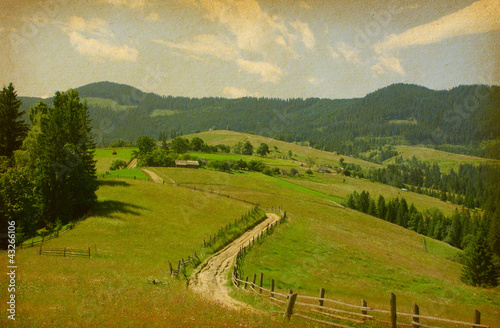 paper texture with rural road in retro style © Antonel