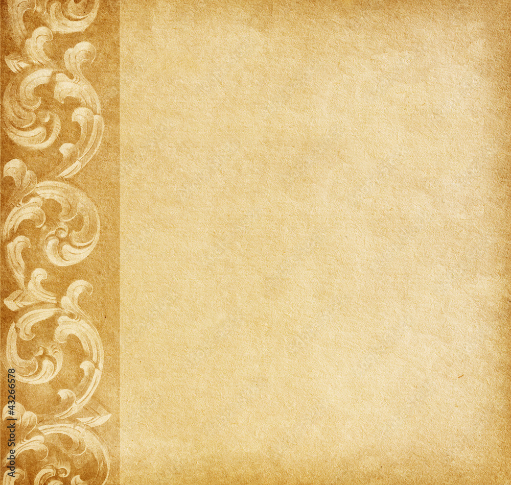 Old worn paper with floral border.