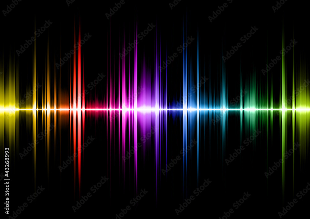 sound wave with spectral colours - obrazy, fototapety, plakaty 