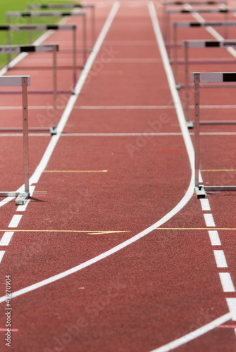 race track with hurdles